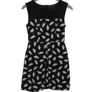 Miss Wu Womens Sz 4 Black White A Line Mini Dress Floral Pattern